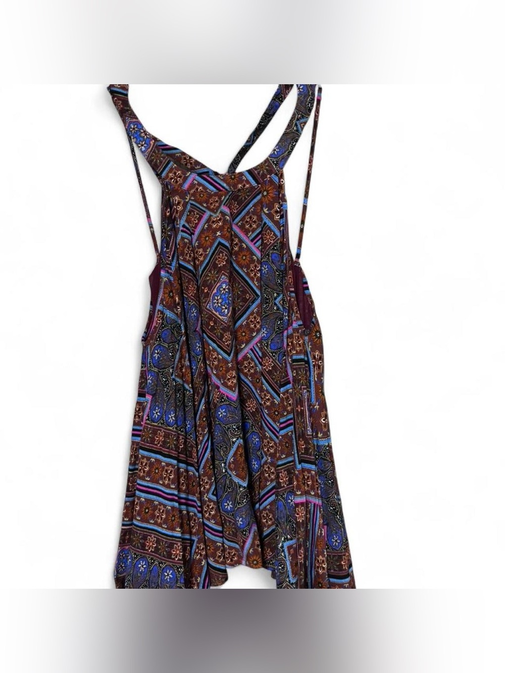 Miss Me Rust & Blue Paisley Tie-Strap Dress